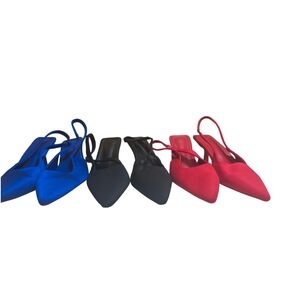 Elegant Women's Slingback Heels - Blue, Black, and Red